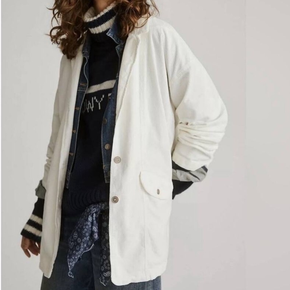 Anthropologie Pilcro cream Corduroy Oversized Blazer